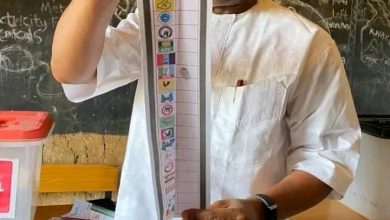 Photo of Presidential Election: Orji Kalu displays an invalid vote cast for APC