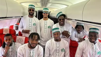 Photo of Super Eagles players dress in kaftan as they jet off to Abidjan for AFCON 2023