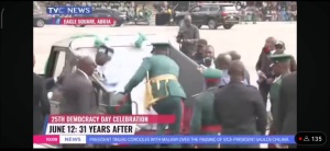 Photo of Tinubu makes light of his Democracy Day fall at Eagle Square, says he only had a ‘swagger’