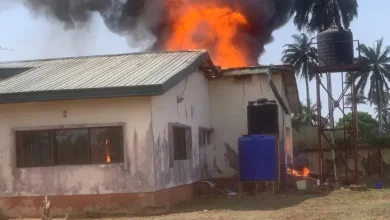 Photo of 706 ballot boxes, others destroyed as fire razes INEC office 