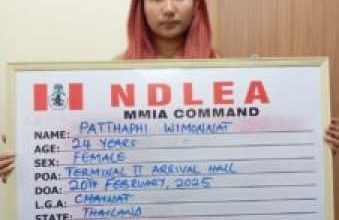 Photo of Thai lady nabbed by NDLEA with boxes of illicit drugs at Lagos Airport 
