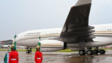 Photo of Nigeria’s new presidential jet purchased last year flown to South Africa for upgrade, refitting, repainting