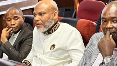 Photo of Nnamdi Kanu in Court, declines to enter defence, insists no case against him