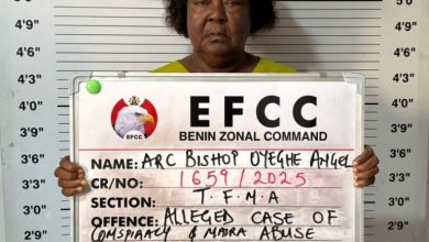Photo of EFCC arrests female Archbishop after viral video shows church members spraying naira on live cow