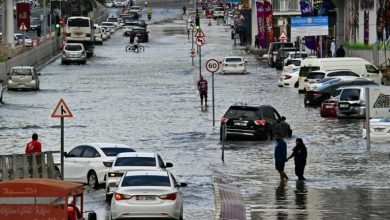 Photo of Flights cancelled, roads flooded as rare storm hits UAE