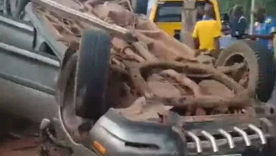 Photo of Tragedy Averted: Mother, son narrowly escape death as Lexus SUV somersaults 3 times on Lagos road